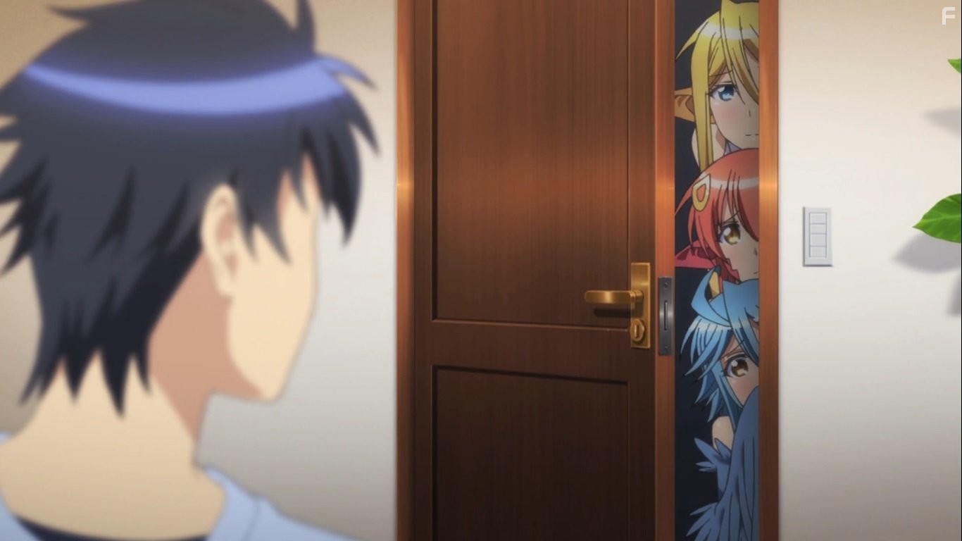 Junji Majima, Natsuki Aikawa, Sora Amamiya, and Ari Ozawa in Monster Musume no Iru Nichijou (2015)