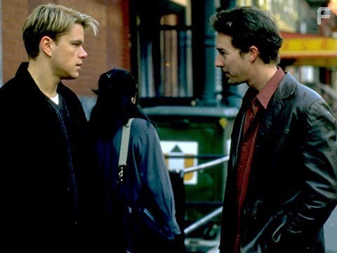 Matt Damon and Edward Norton in Шулера (1998)