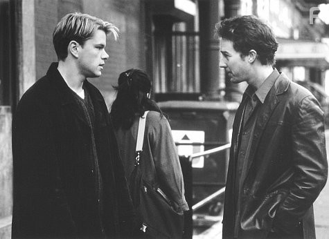 Matt Damon and Edward Norton in Шулера (1998)