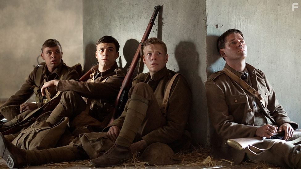 Jordan Murphy, Ben McGregor, Patrick Gibson, and Adam Long in The Passing Bells (2014)