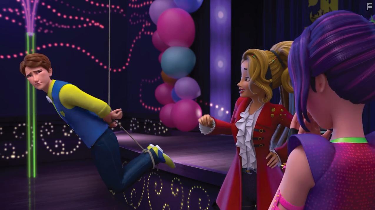 Myrna Velasco, Dove Cameron, and Mitchell Hope in Descendants: Wicked World (2015)
