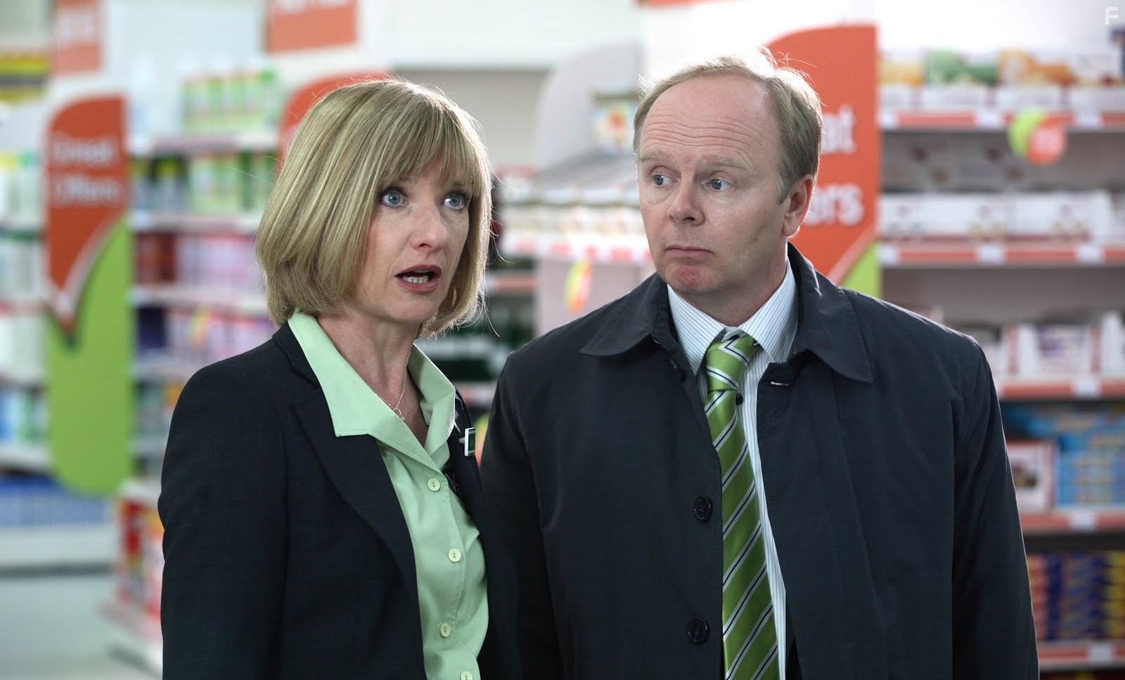 Jane Horrocks and Jason Watkins in Trollied (2011)