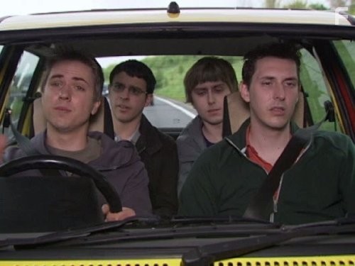 James Buckley, Blake Harrison, Simon Bird, and Joe Thomas in Переростки (2008)