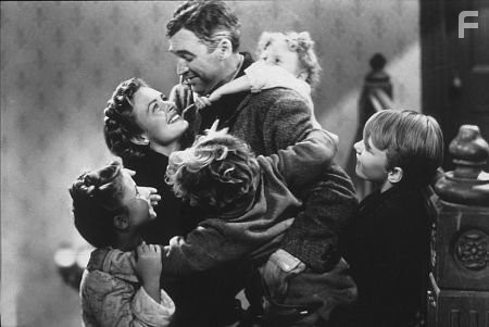 "It's a Wonderful Life" Larry Simms, Karolyn Grimes, James Stewart, Jimmy Hawkins, Donna Reed, Carol Coomes 1946 RKO