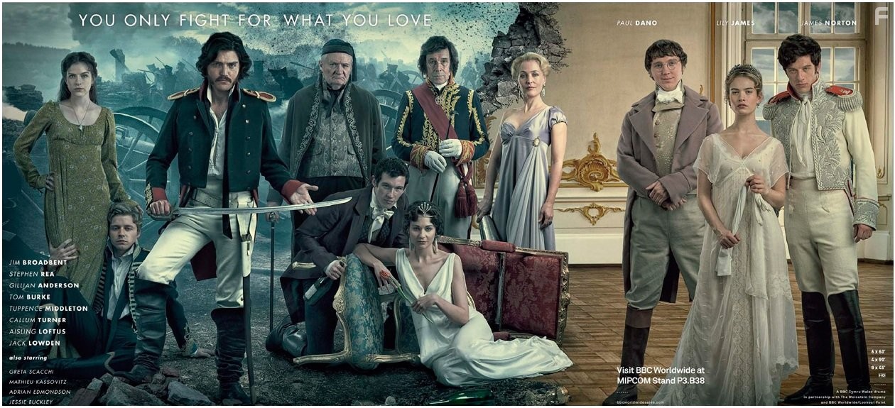 Gillian Anderson, Jim Broadbent, Stephen Rea, Tom Burke, Paul Dano, Aisling Loftus, Tuppence Middleton, James Norton, Jack Lowden, Lily James, and Callum Turner in Война и мир (2016)