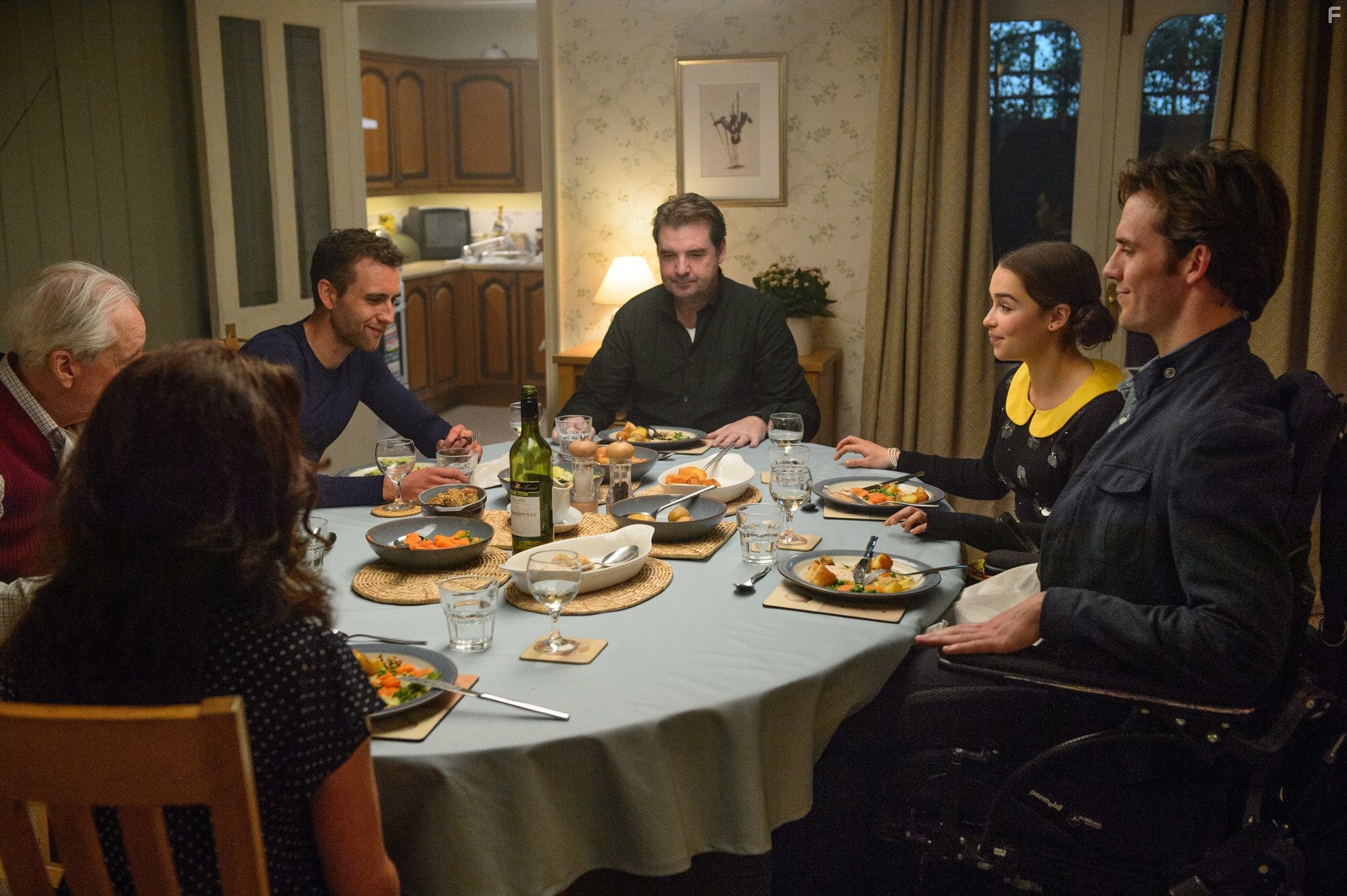 Matthew Lewis, Alan Breck, Sam Claflin, and Emilia Clarke in До встречи с тобой (2016)