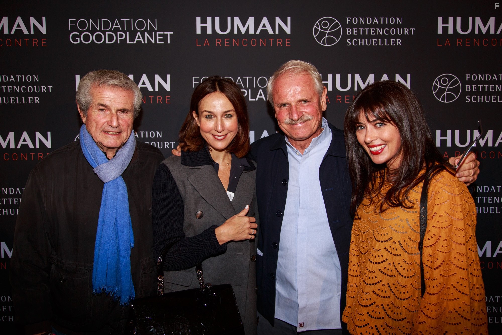 HUMAN at the Grand Rex in Paris. Yann Arthus-Bertrand with Claude Lelouch, Elsa Zylberstein and Nolwenn Leroy.