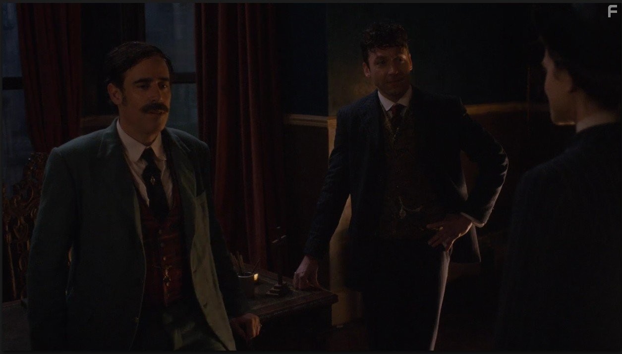 Stephen Mangan, Michael Weston, and Rebecca Liddiard in Гудини и Дойл (2016)