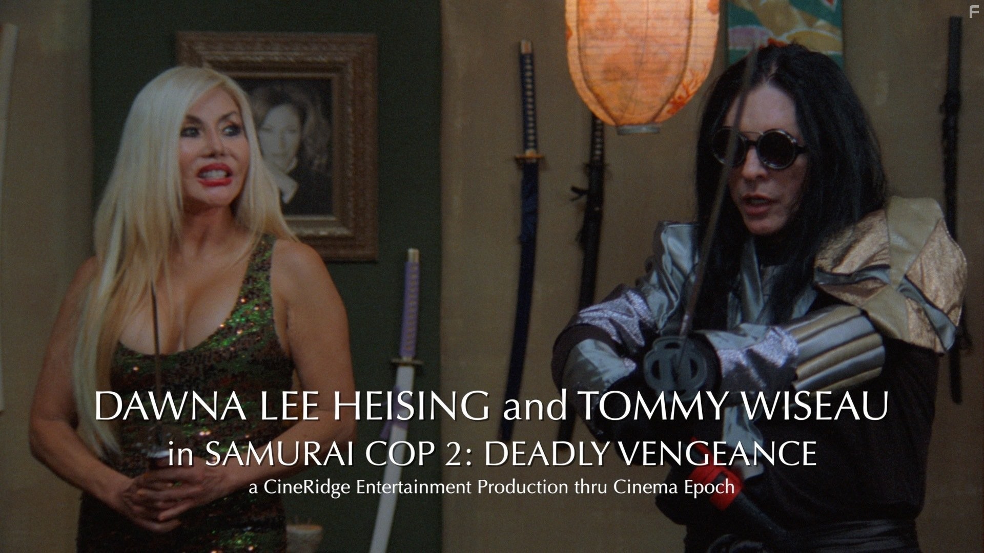 Dawna Lee Heising and Tommy Wiseau in SAMURAI COP 2: DEADLY VENGEANCE
