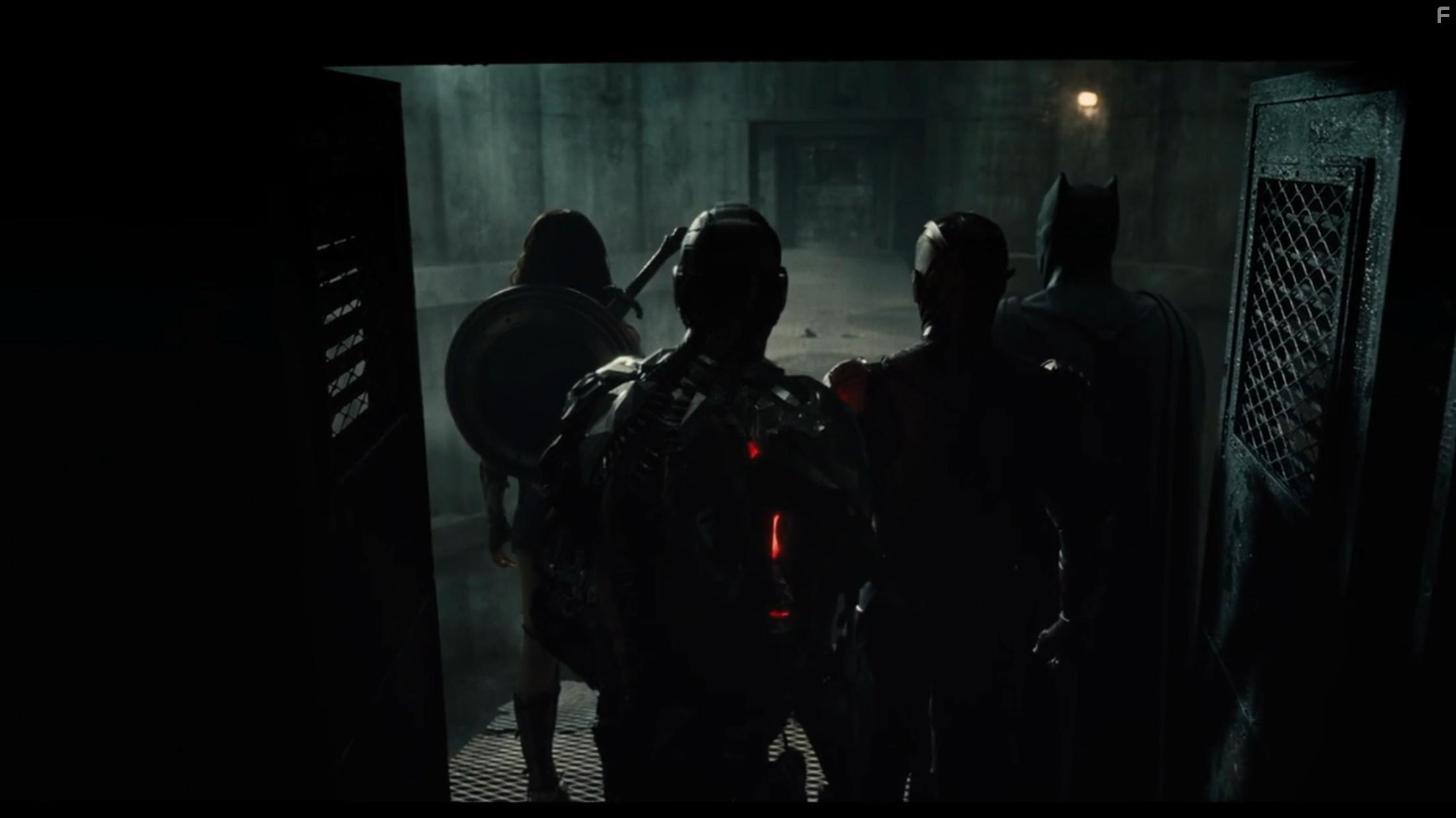 Ben Affleck, Gal Gadot, Ezra Miller, and Ray Fisher in Justice League (2017)