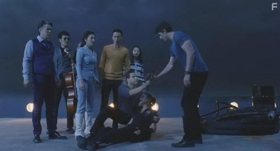 Russell Wong, Brandon Routh, Bernice Liu, Yuqi Zhang, and Tazito Garcia in Lost in the Pacific (2016)