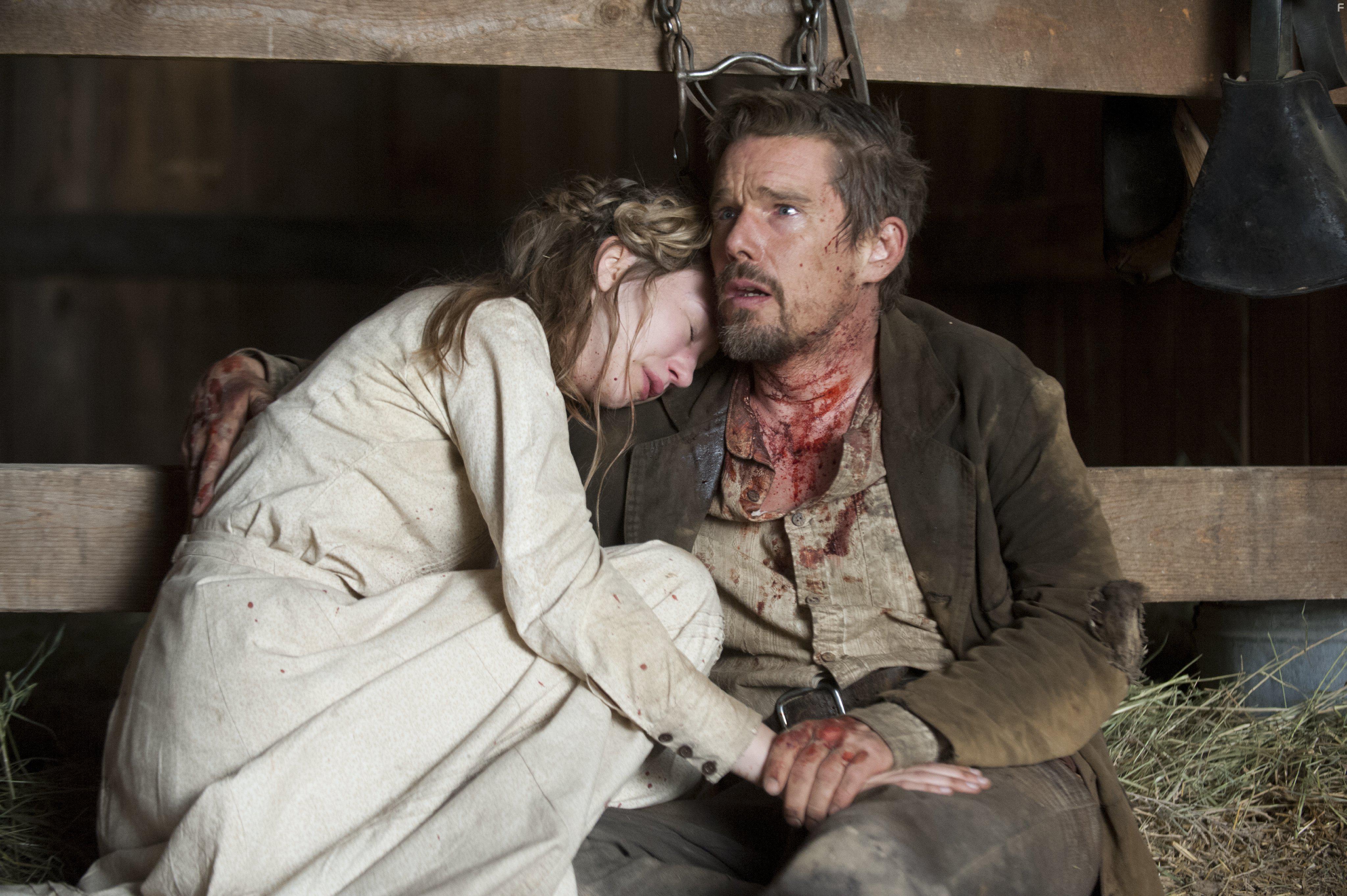 Ethan Hawke and Taissa Farmiga in In a Valley of Violence (2016)