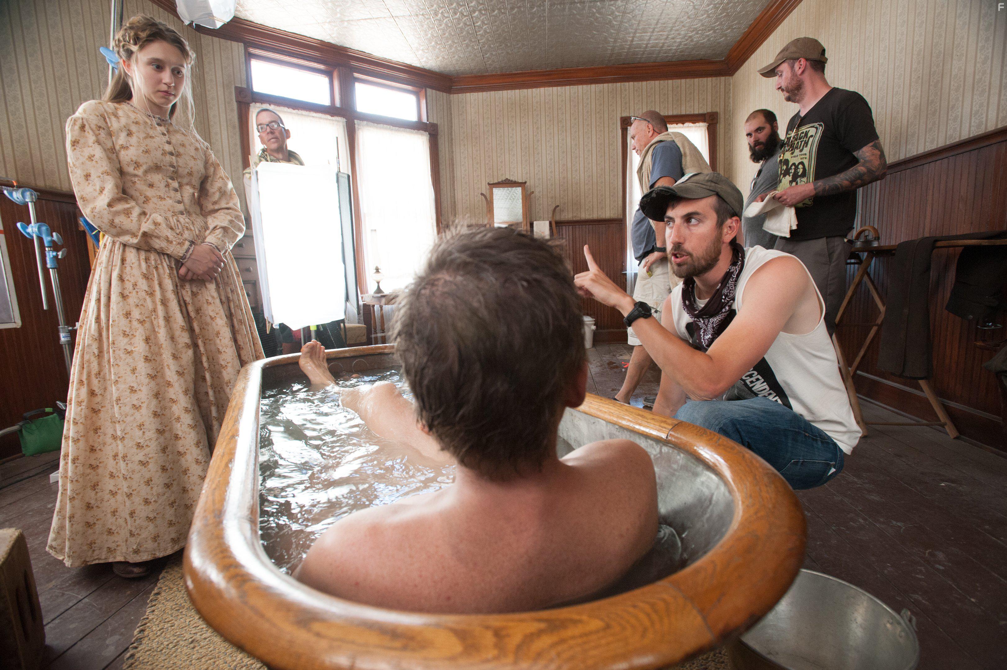 Ethan Hawke, Ti West, and Taissa Farmiga in In a Valley of Violence (2016)