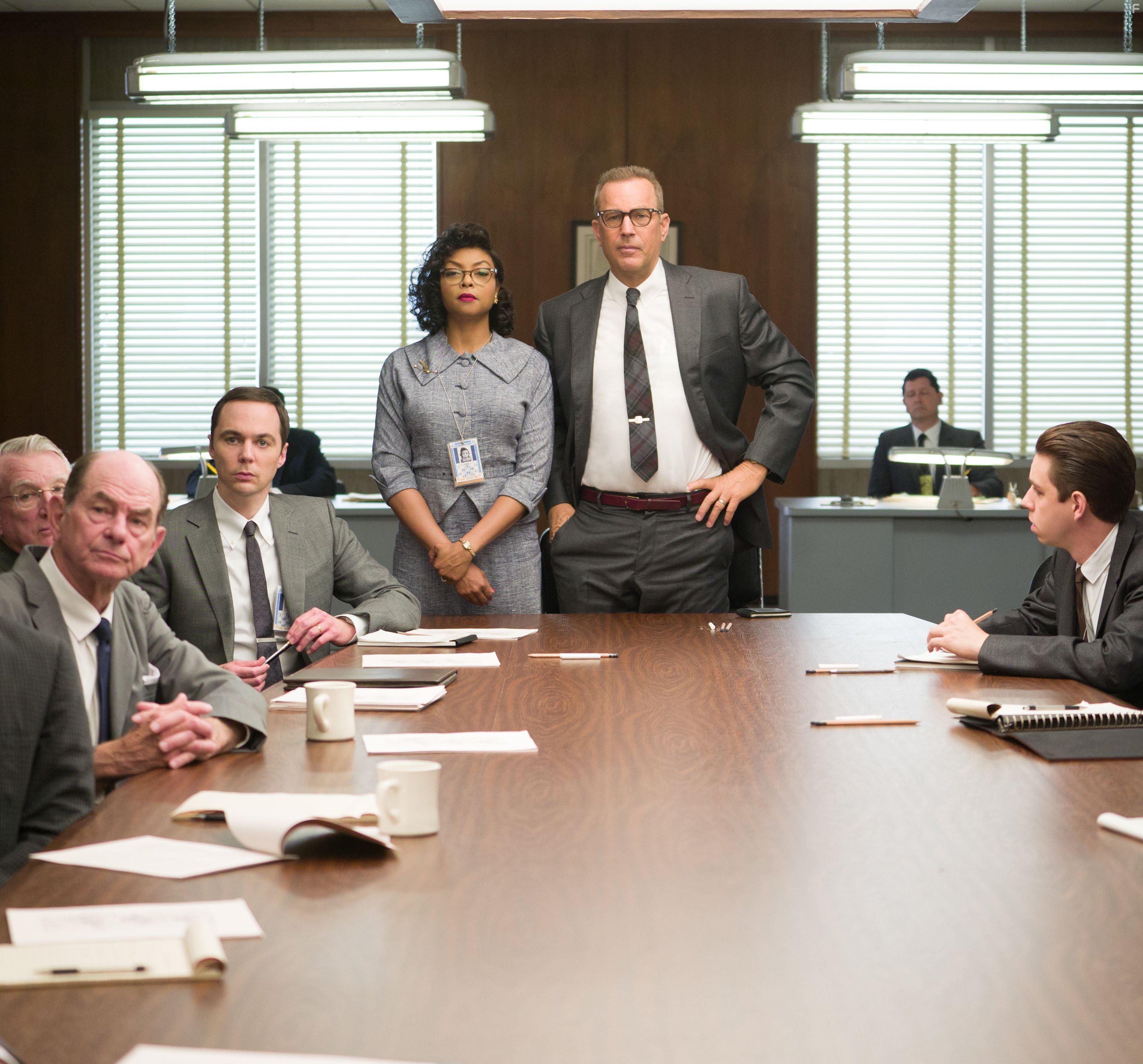 Kevin Costner, Taraji P. Henson, and Jim Parsons in Hidden Figures (2016)