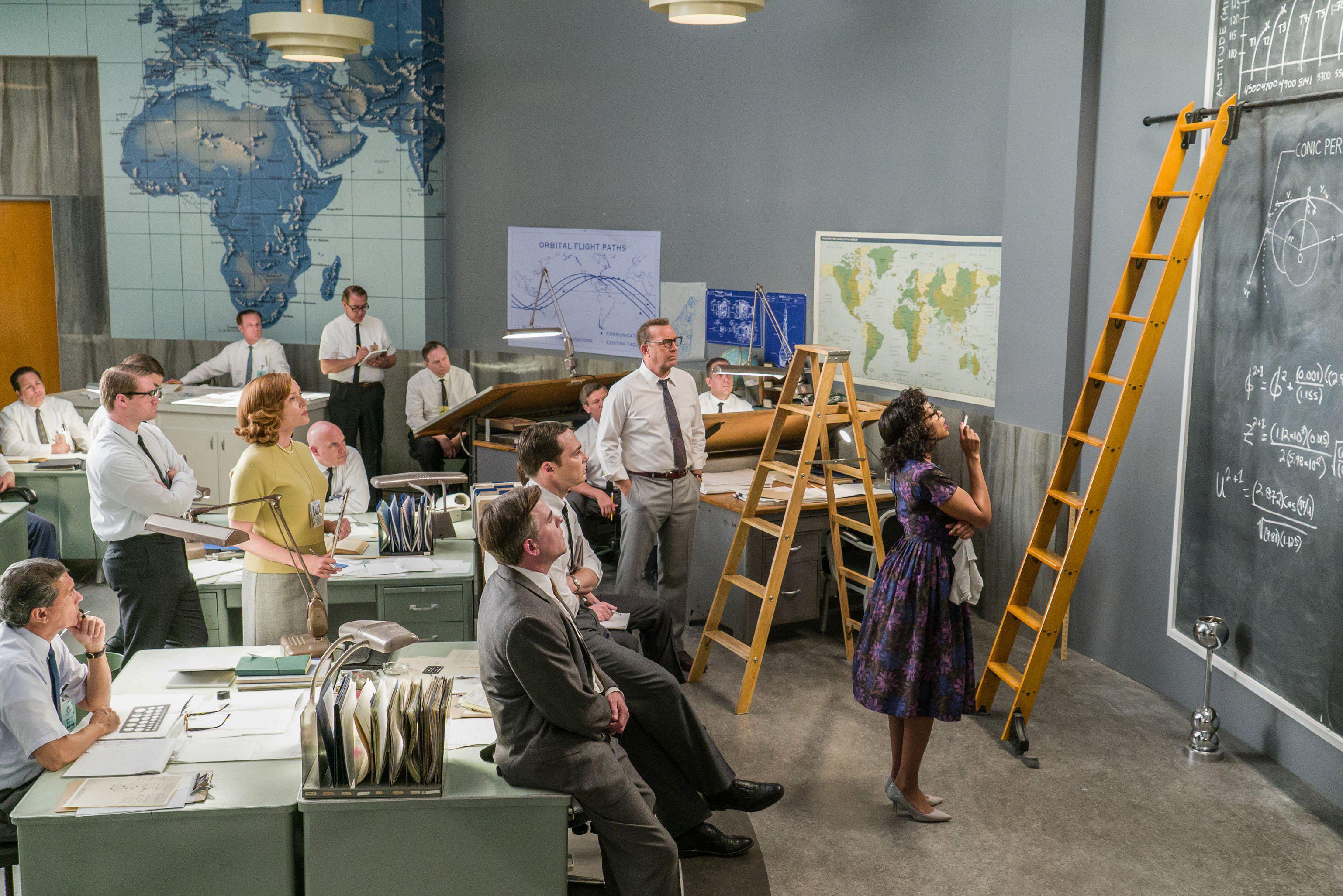 Kevin Costner, Taraji P. Henson, and Kimberly Quinn in Hidden Figures (2016)