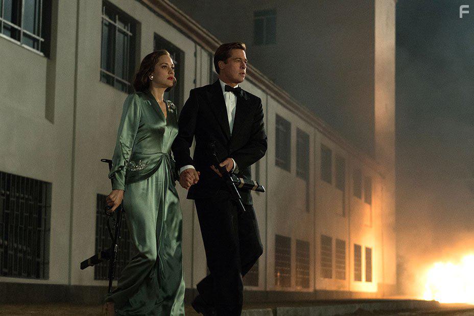 Brad Pitt and Marion Cotillard in Allied (2016)