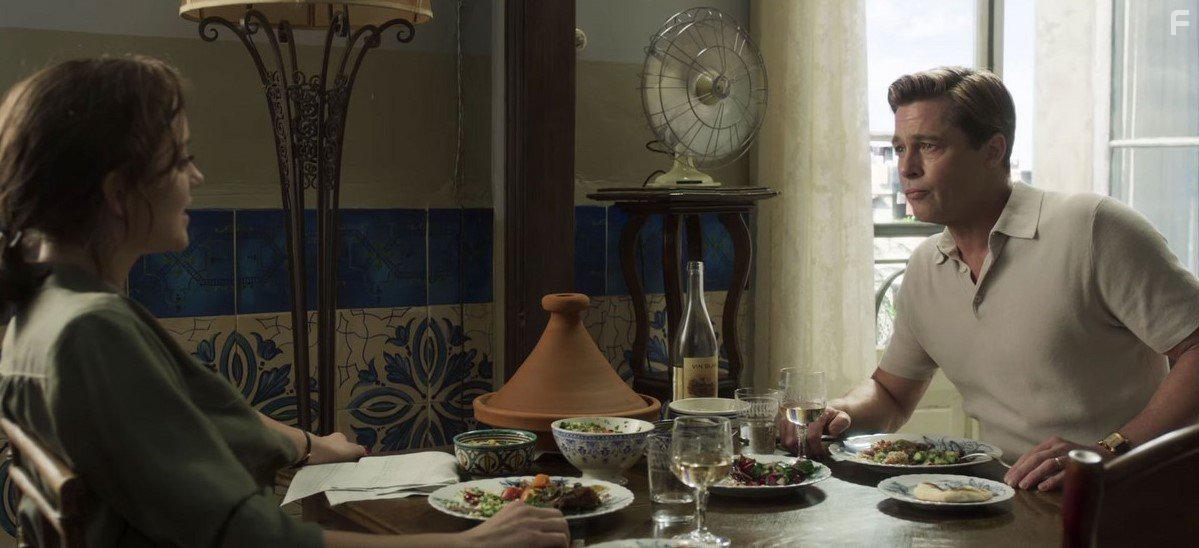 Brad Pitt and Marion Cotillard in Allied (2016)