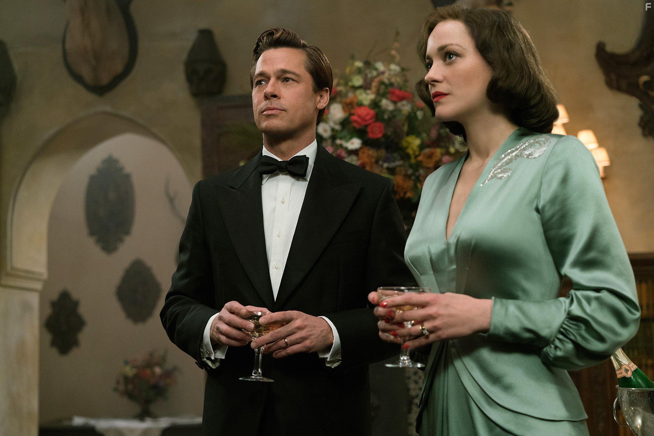 Brad Pitt and Marion Cotillard in Allied (2016)