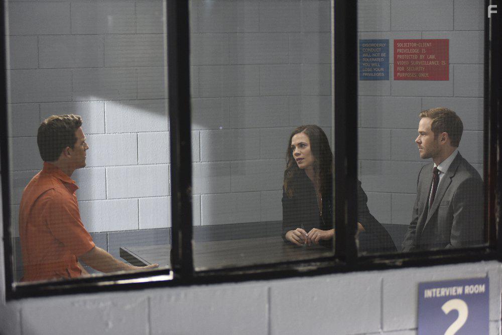 Shawn Ashmore, Mike Doyle, and Hayley Atwell in Conviction (2016)