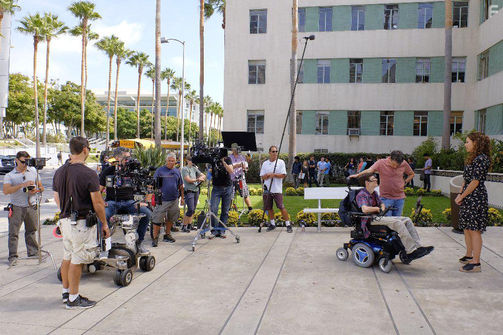 Minnie Driver, John Ross Bowie, and Micah Fowler in Speechless (2016)