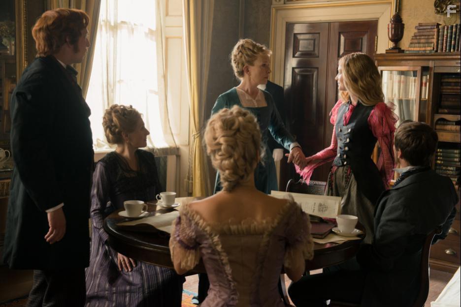 Lindsay Duncan, Geraldine James, Leo Bill, Ed Speleers, and Mia Wasikowska in Alice Through the Looking Glass (2016)