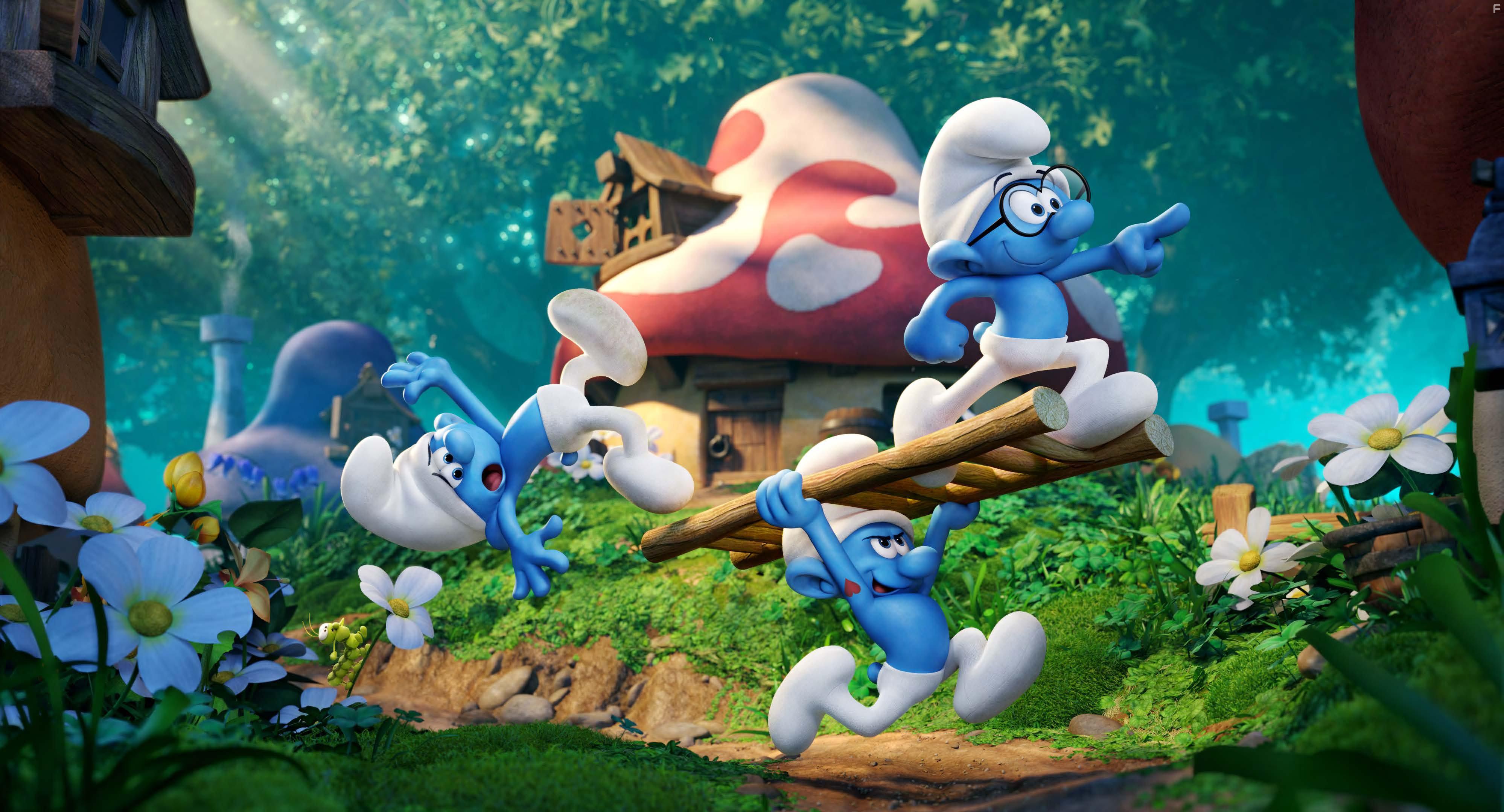 Joe Manganiello, Jack McBrayer, and Danny Pudi in Smurfs: The Lost Village (2017)