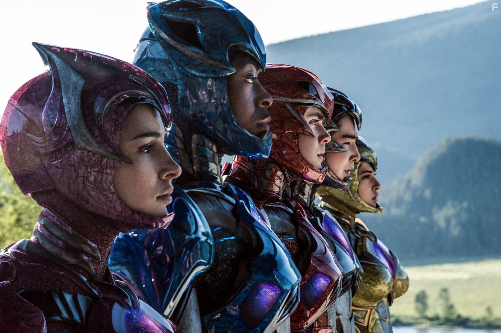 Becky G., Dacre Montgomery, Naomi Scott, Ludi Lin, and RJ Cyler in Power Rangers (2017)