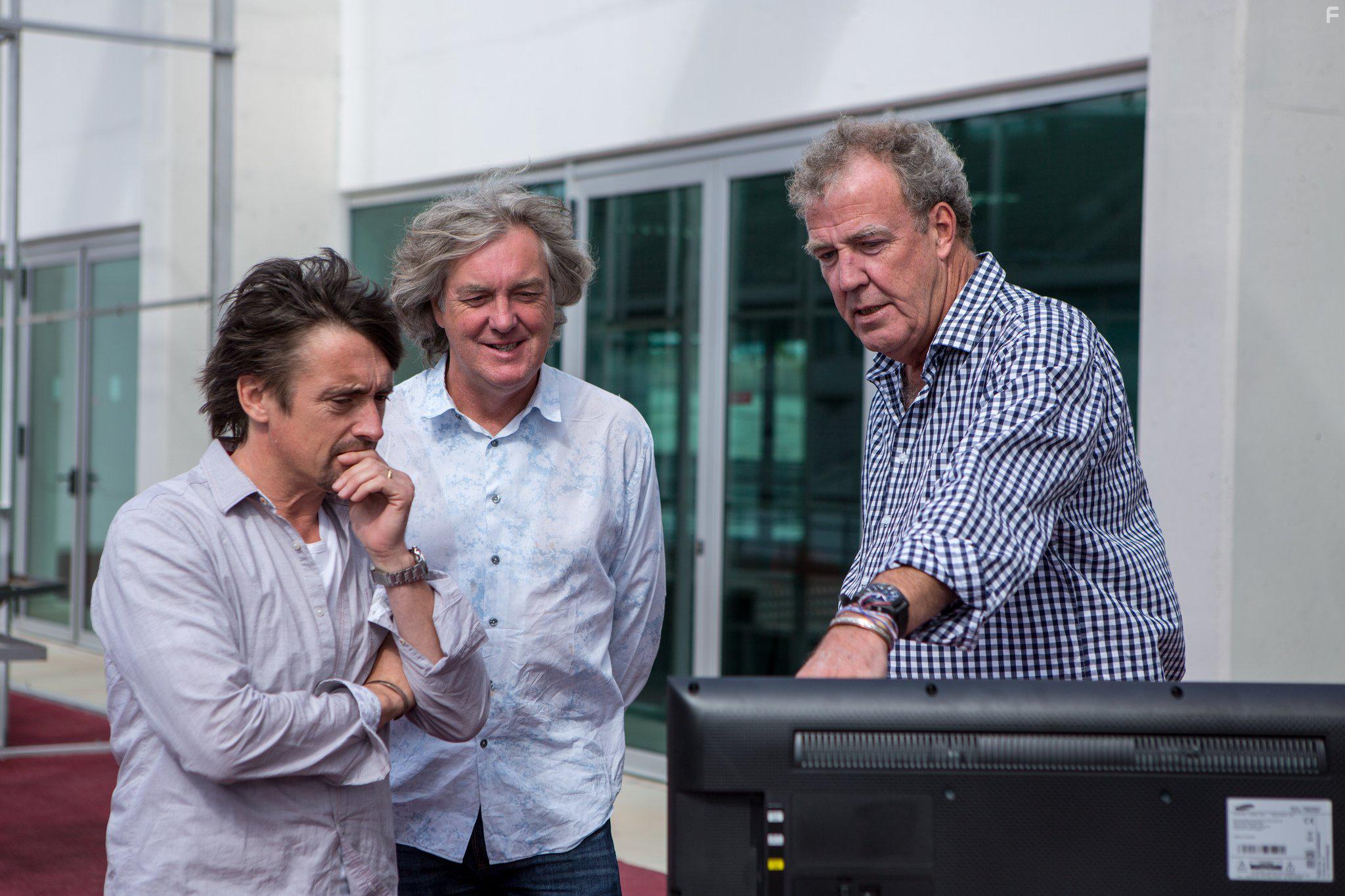 Jeremy Clarkson, James May, and Richard Hammond in The Grand Tour (2016)