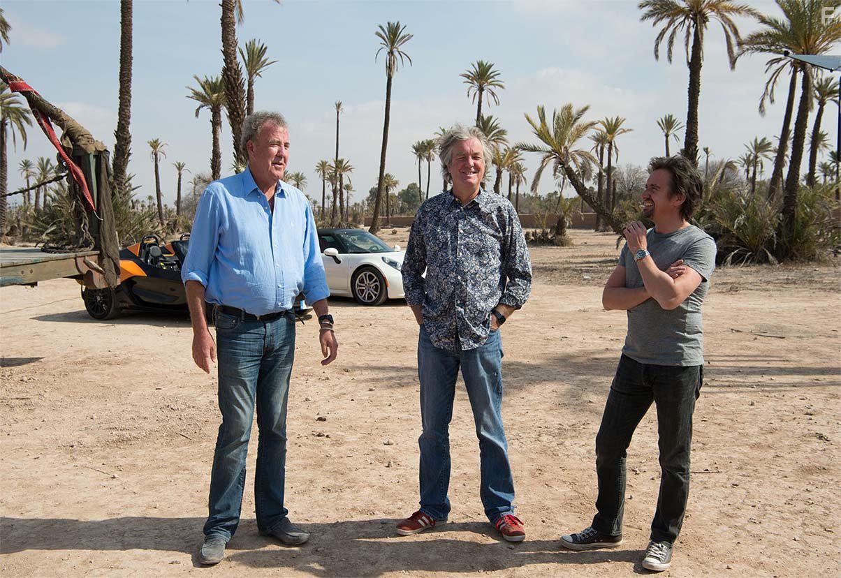 Jeremy Clarkson, James May, and Richard Hammond in The Grand Tour (2016)