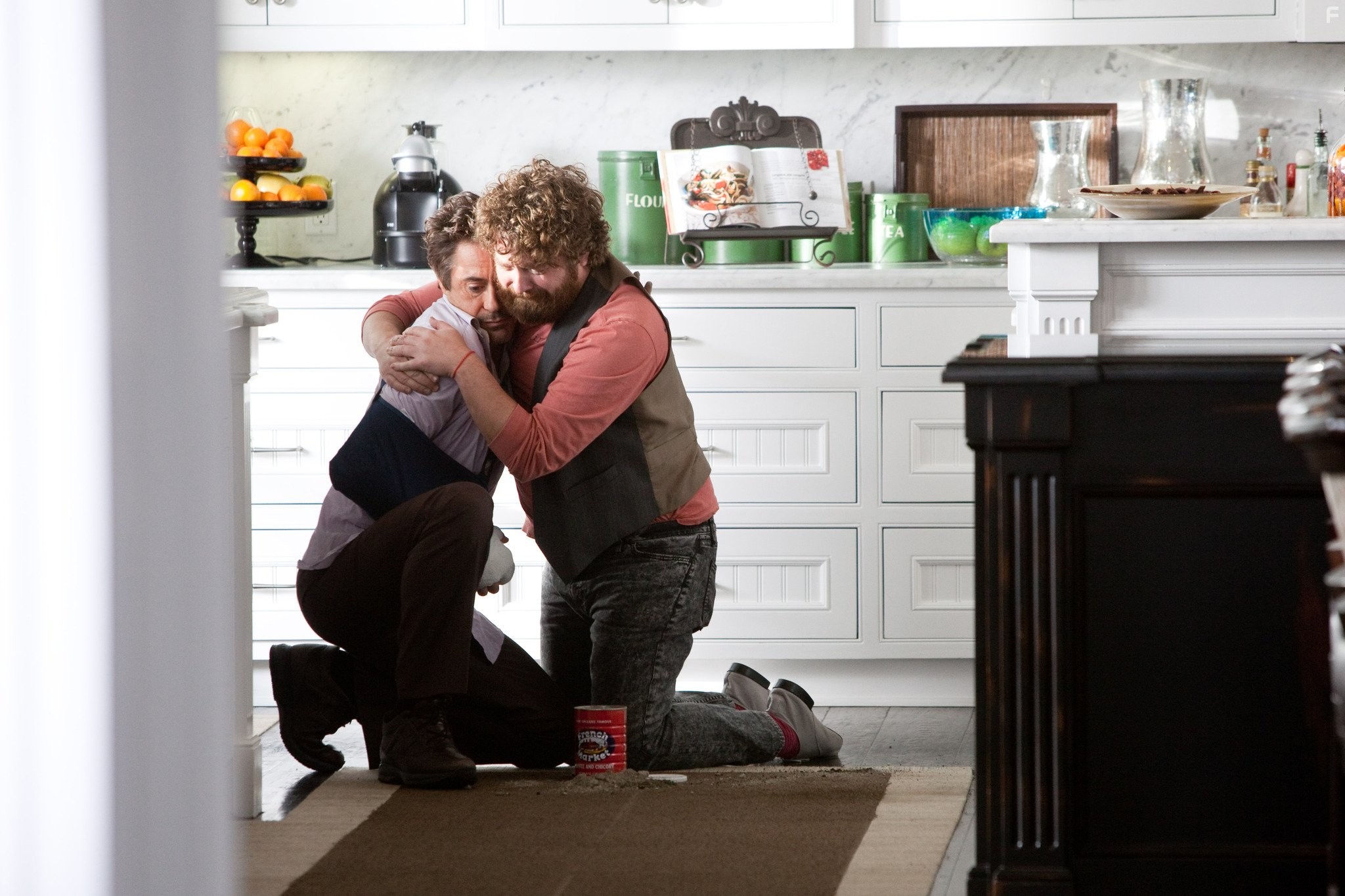 Robert Downey Jr. and Zach Galifianakis in Впритык (2010)