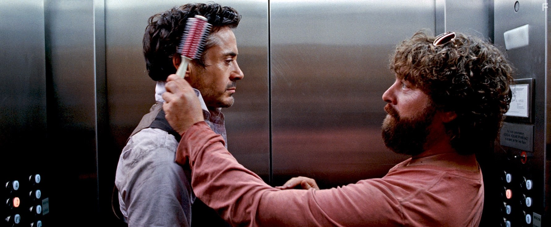 Robert Downey Jr. and Zach Galifianakis in Впритык (2010)