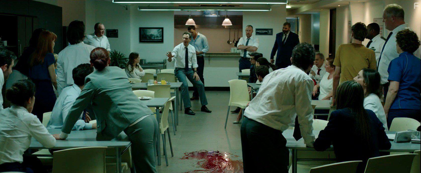 Tony Goldwyn, John C. McGinley, Abraham Benrubi, John Gallagher Jr., and Michael Rooker in The Belko Experiment (2016)