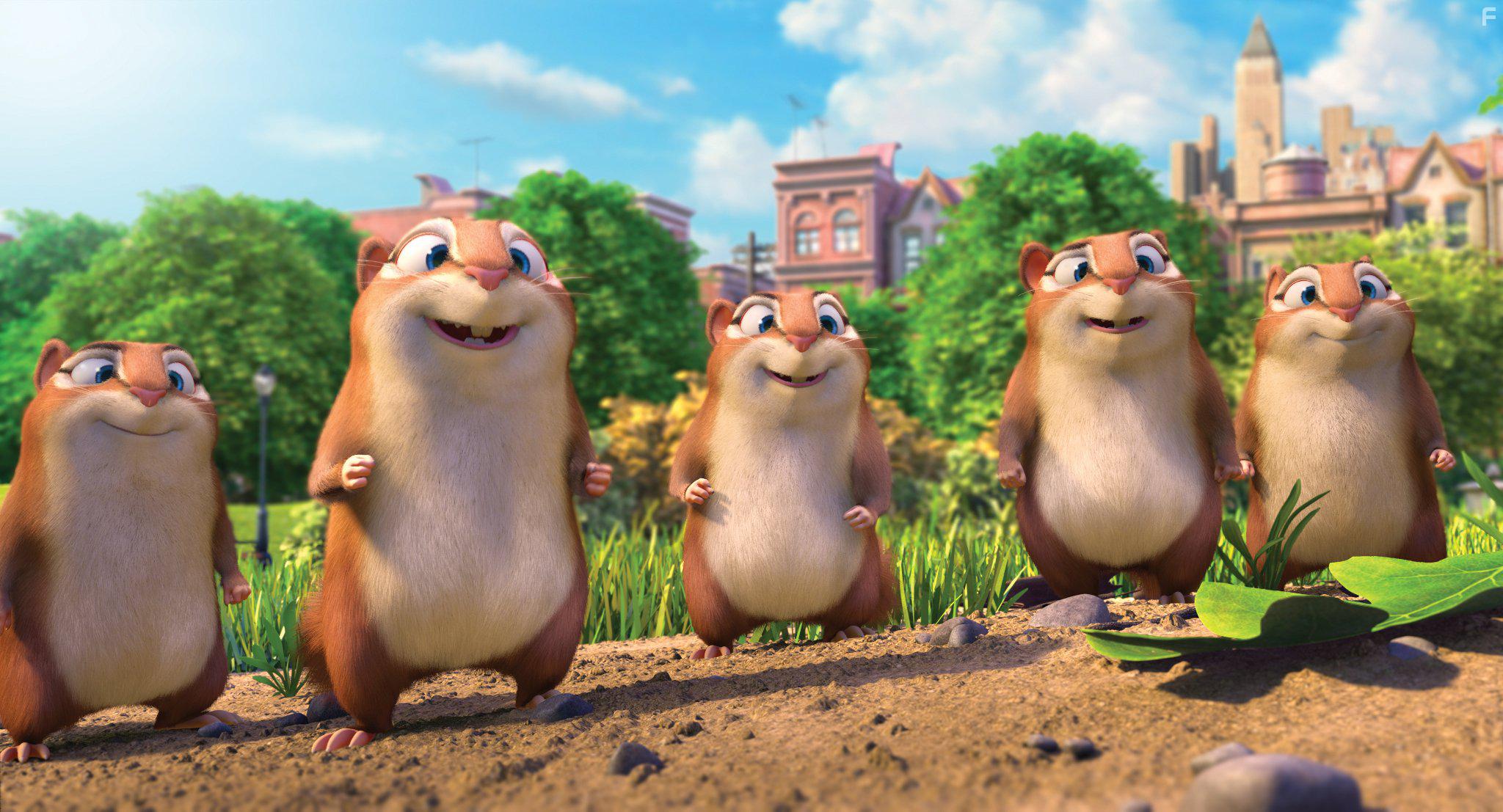 Gabriel Iglesias, Kari Wahlgren, and Sebastian Maniscalco in The Nut Job 2: Nutty by Nature (2017)