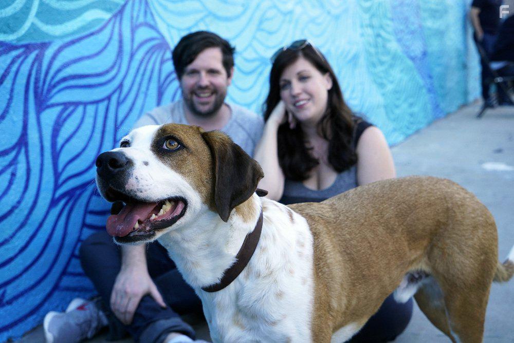 Barry Rothbart, Allison Tolman, Samm Hodges, and Ned the Dog in Downward Dog (2017)