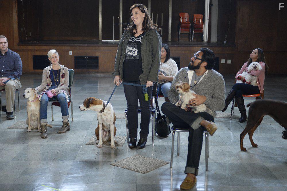 Allison Tolman, Samm Hodges, and Ned the Dog in Downward Dog (2017)
