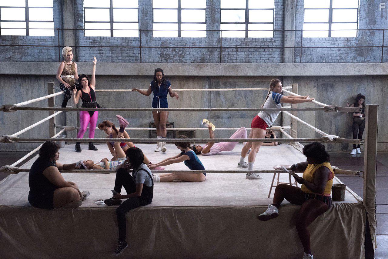 Marianna Palka, Jackie Tohn, Kimmy Gatewood, Rebekka Johnson, Alison Brie, Sydelle Noel, Kia Stevens, Kate Nash, Ellen Wong, Britney Young, Sunita Mani, Gayle Rankin, and Britt Baron in GLOW (2017)