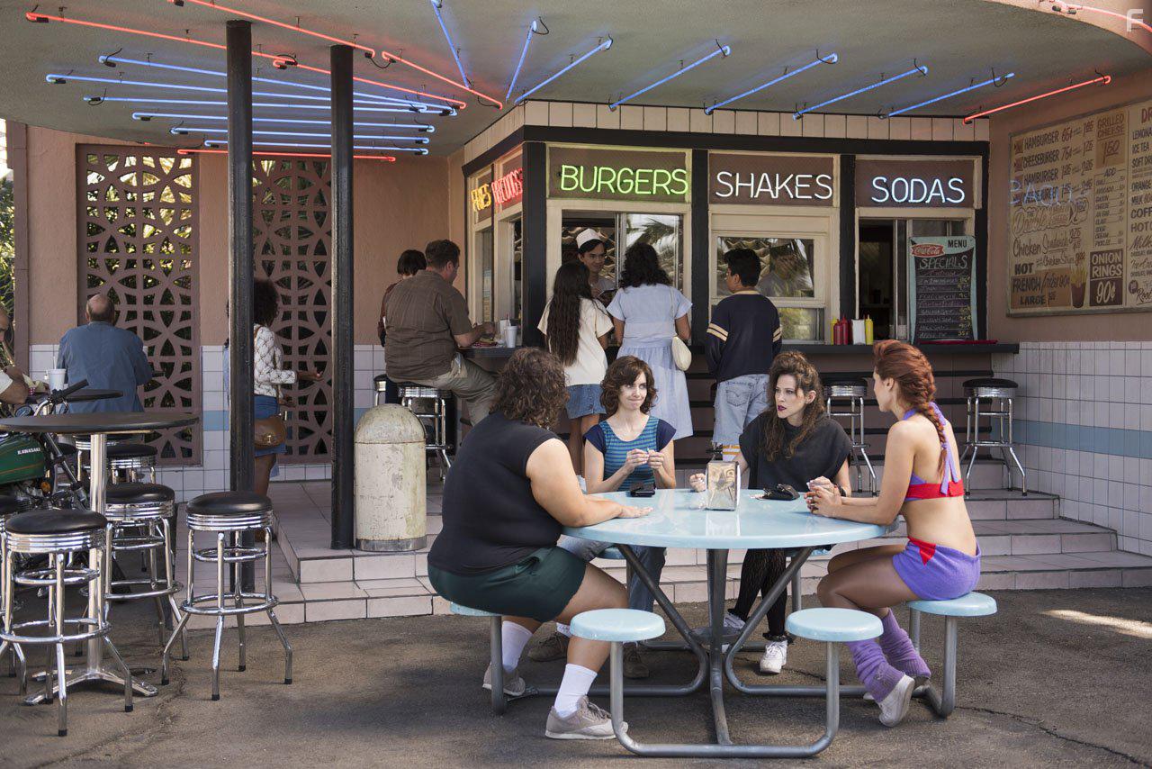 Jackie Tohn, Alison Brie, Kate Nash, Zedrick Restauro, and Britney Young in GLOW (2017)