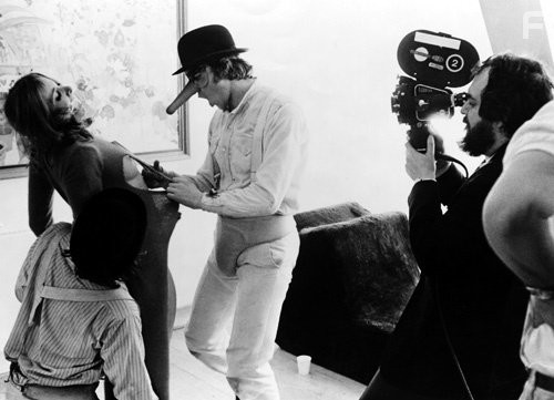 "A Clockwork Orange" Malcolm McDowell, director Stanley Kubrick 1971 Warner