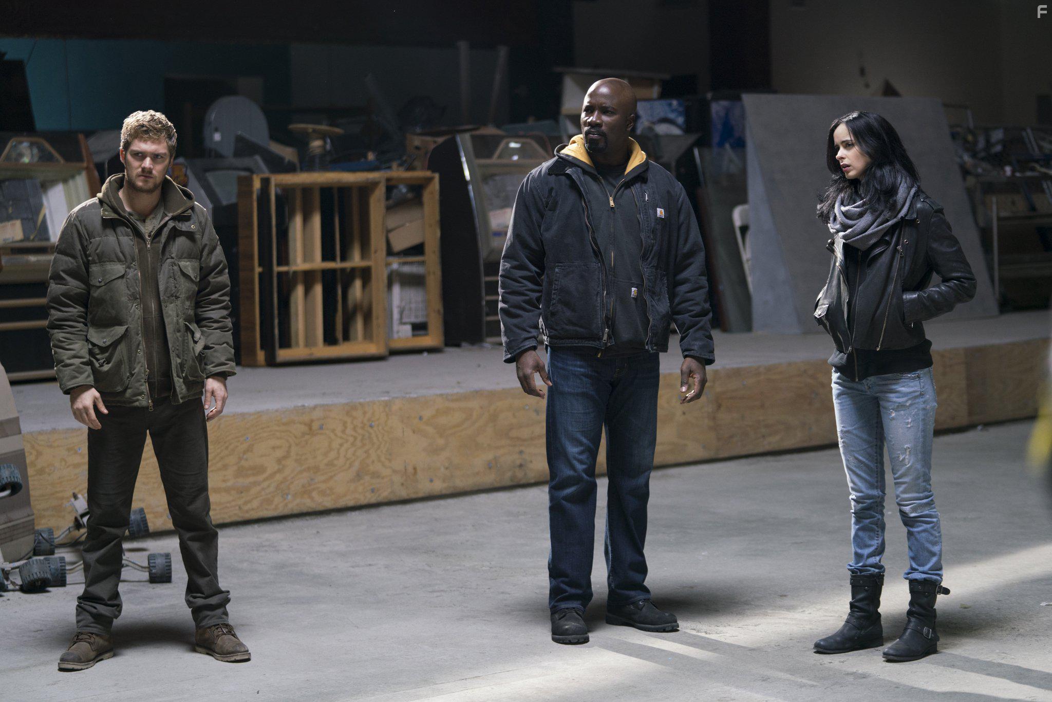 Krysten Ritter, Mike Colter, and Finn Jones in The Defenders (2017)
