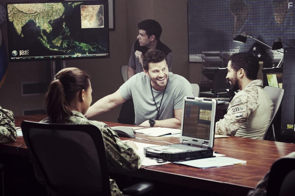 David Boreanaz, Neil Brown Jr., and Toni Trucks in SEAL Team (2017)
