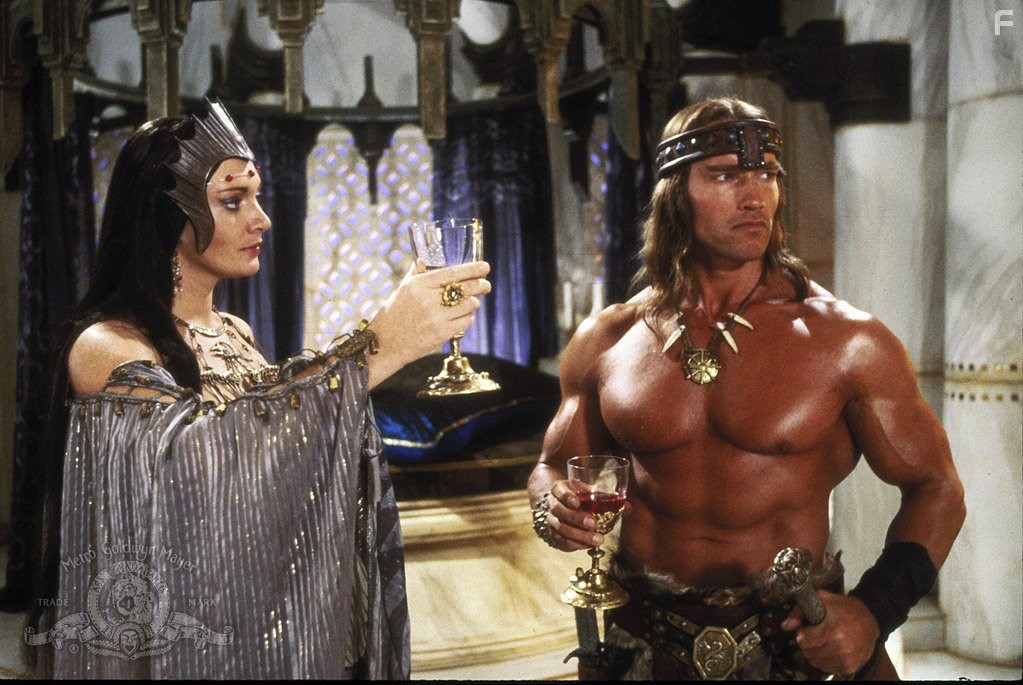 Arnold Schwarzenegger and Sarah Douglas in Конан-разрушитель (1984)