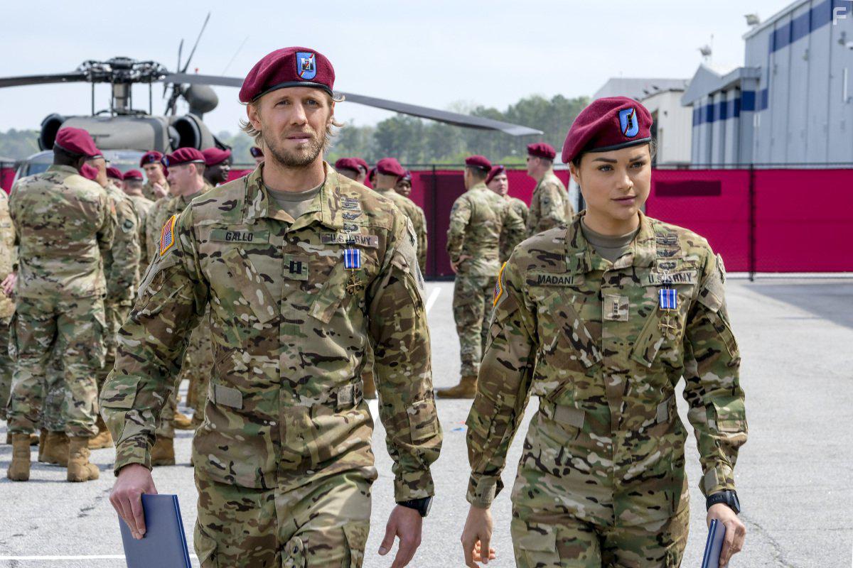 Matt Barr and Christina Ochoa in Valor (2017)