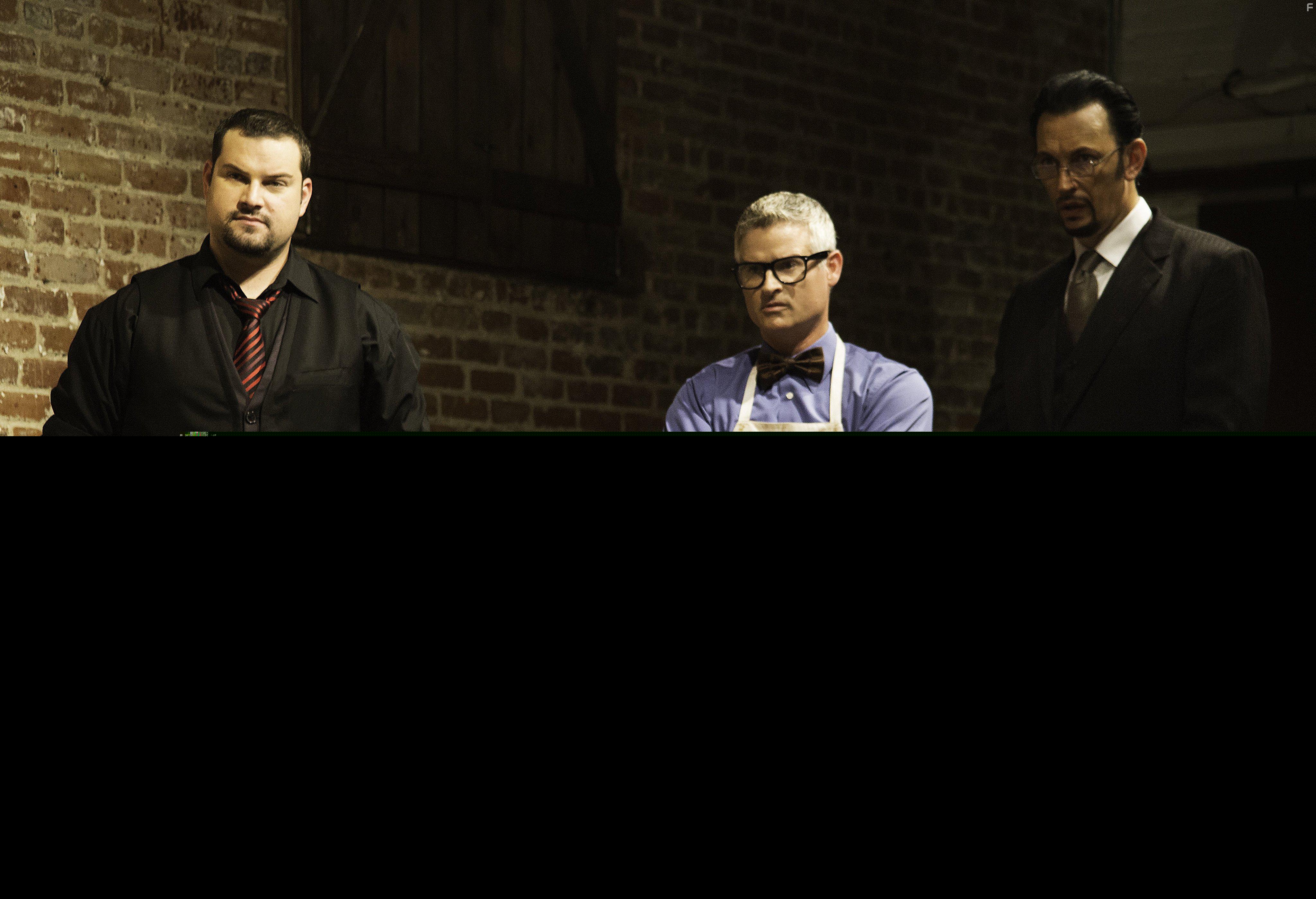 Steve Valentine, Christopher Mur, and Max Adler in The Midnight Man (2016)