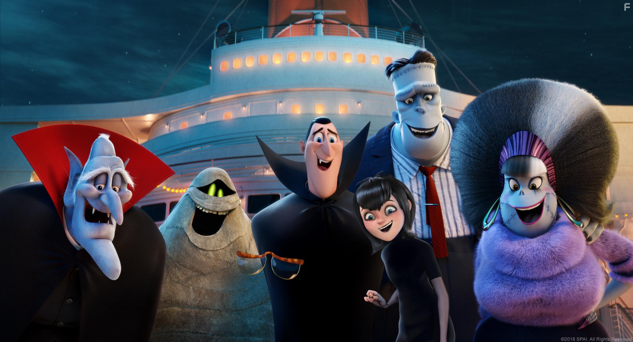 Mel Brooks, Fran Drescher, Adam Sandler, David Spade, Keegan-Michael Key, and Selena Gomez in Hotel Transylvania 3: Summer Vacation (2018)