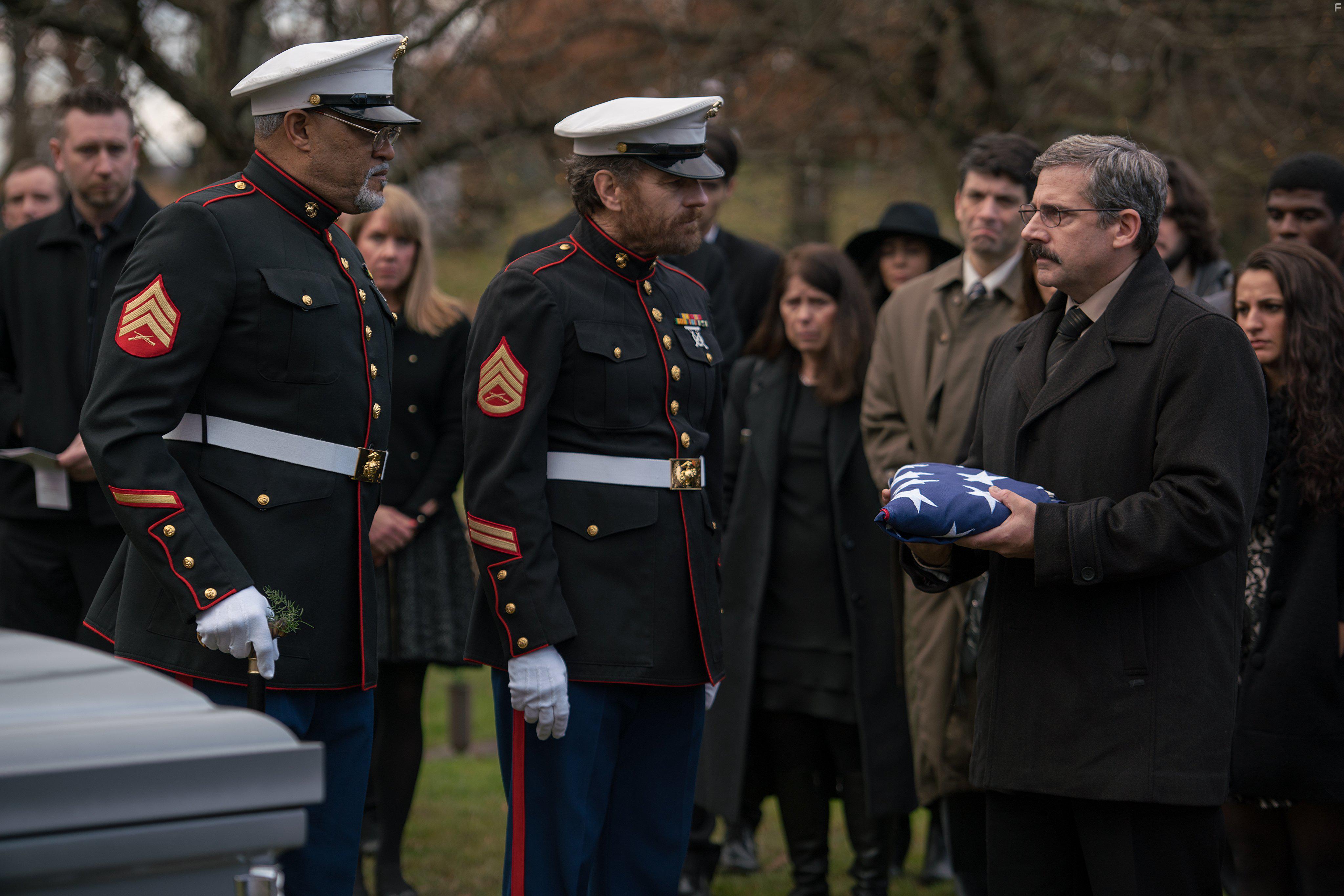 Laurence Fishburne, Steve Carell, and Bryan Cranston in Last Flag Flying (2017)