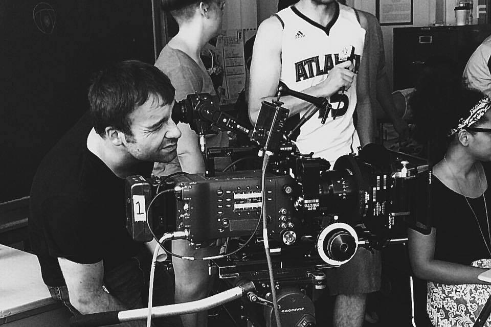 On the set of "Blame"