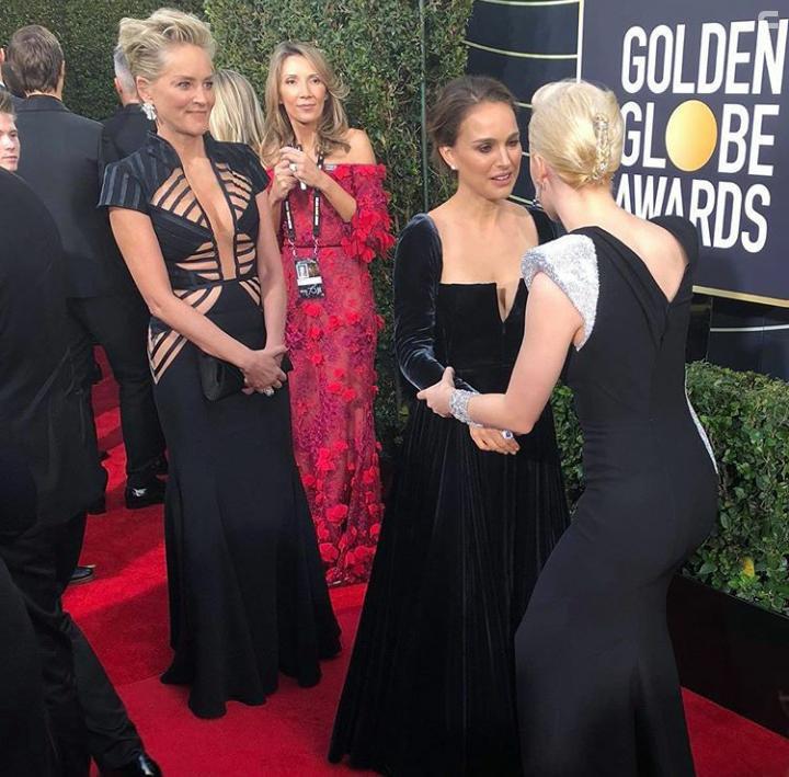 Natalie Portman and Sharon Stone in The 75th Golden Globe Awards (2018)
