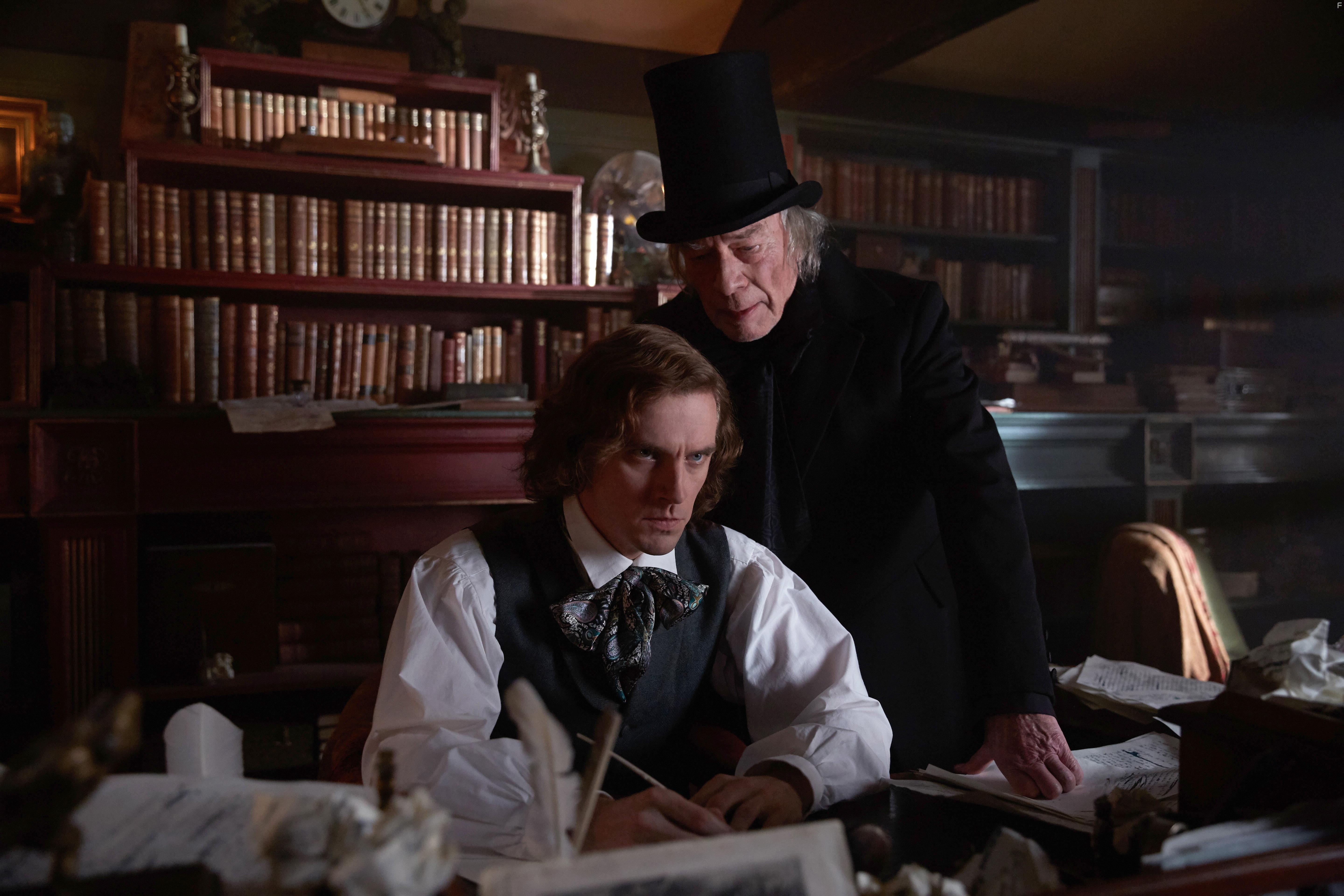 Christopher Plummer and Dan Stevens in The Man Who Invented Christmas (2017)