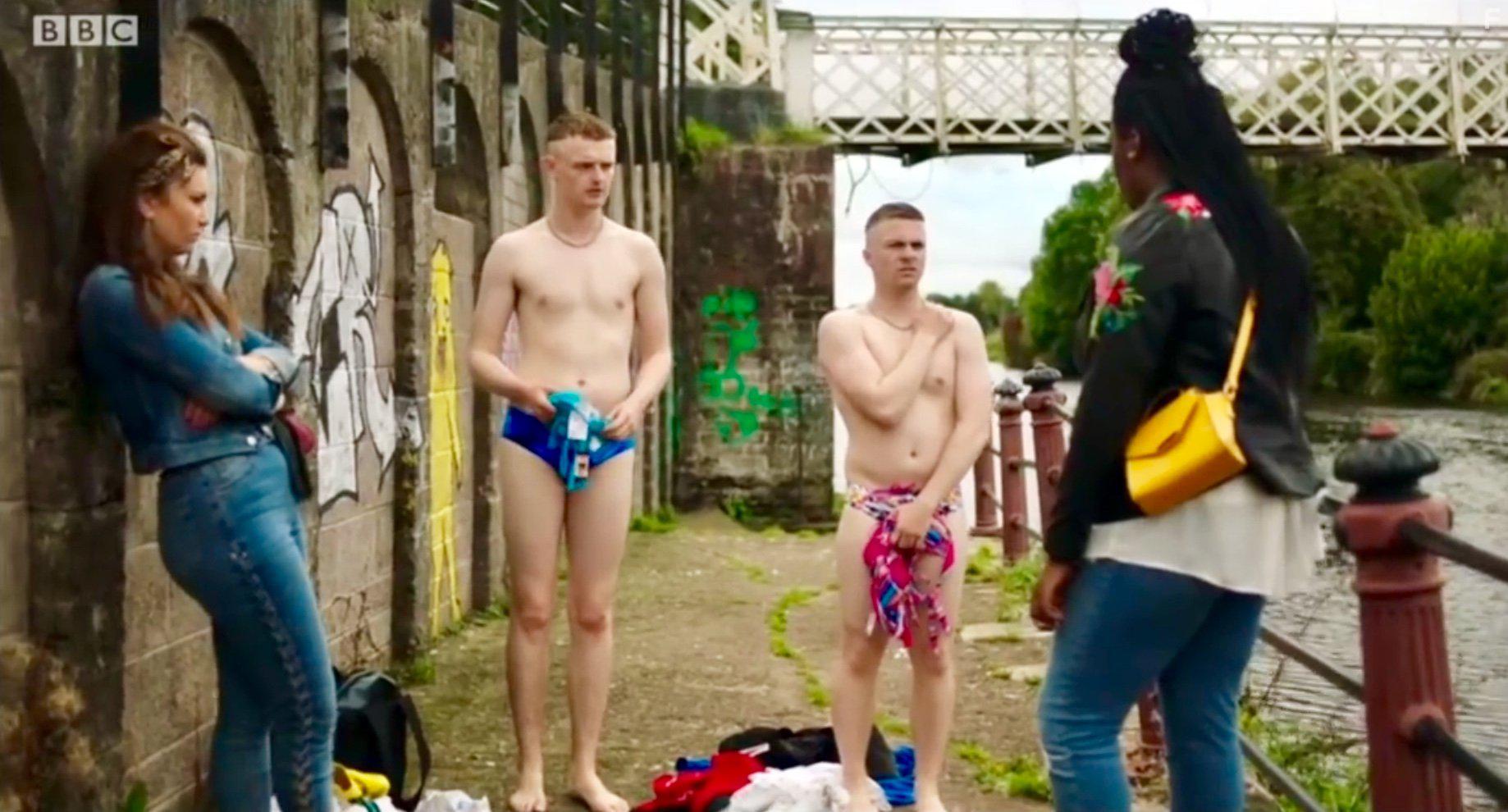 Chris Walley, Alex Murphy, Jennifer Barry, and Demi Isaac Oviawe in The Young Offenders (2018)
