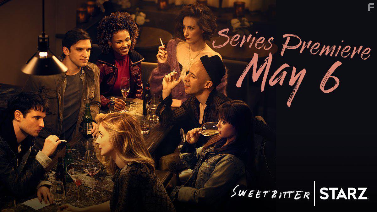 Tom Sturridge, Caitlin FitzGerald, Evan Jonigkeit, Ella Purnell, Daniyar, Eden Epstein, and Jasmine Mathews in Sweetbitter (2018)